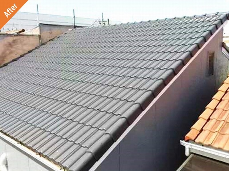 遮熱シリコンで屋根塗装後のモニエル瓦