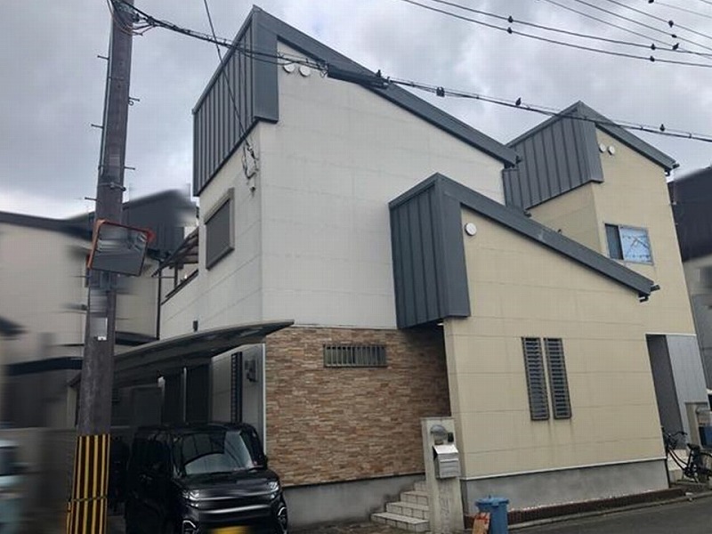 堺市美原区のセラミック仕上げのALC外壁の戸建て住宅