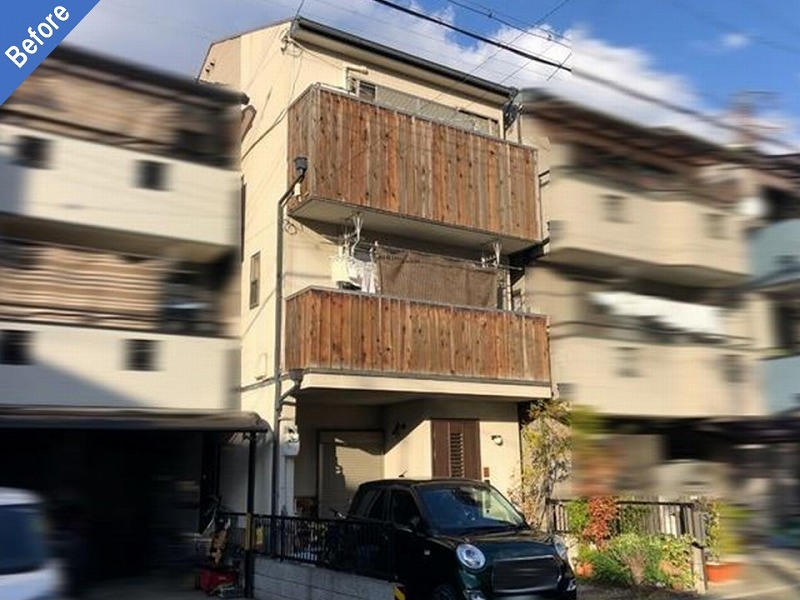 大阪市城東区の塗装工事前の戸建て