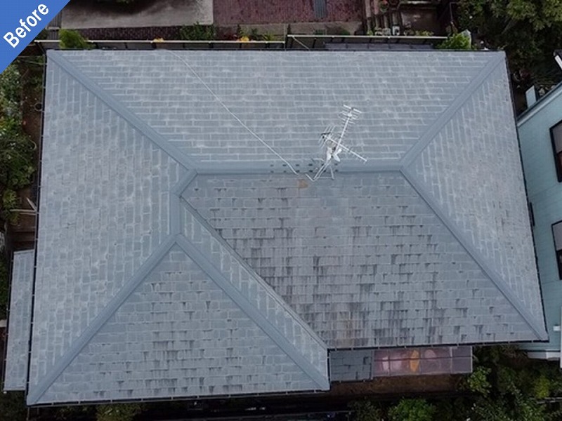 南河内郡太子町の屋根塗装後前のニューフルベスト24