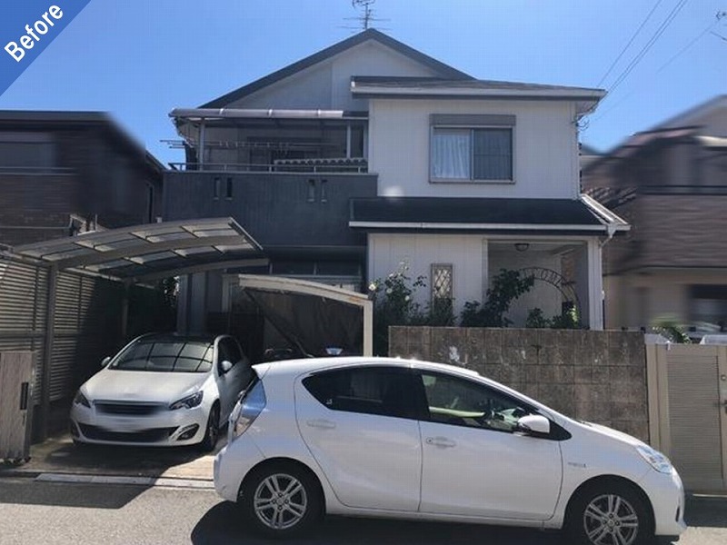 岸和田市の外壁塗装前の戸建て住宅